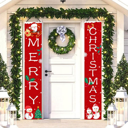 Merry Christmas Porch Sign, Xmas Banners for Indoor Outdoor Front Door Living Room Kitchen Wall Party(Red Xmas Decor Banner)