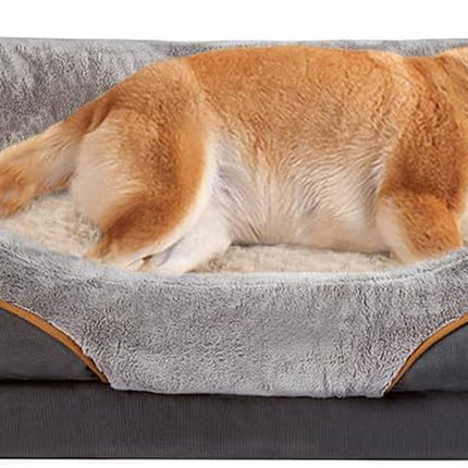 Large Memory Foam Dog Bed, Orthopedic Dog Bed & Sofa with Removable Washable Cover and Squeaker Toy as Gift