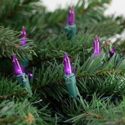 50Ct Purple LED Mini Christmas Lights, 16.25Ft Green Wire