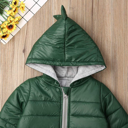 Fashion Toddler Baby Girls Boys 3D Dinosaur Hooded Jacket Autumn Winter Coat Kids Zipper up Outwear Warm Clothes