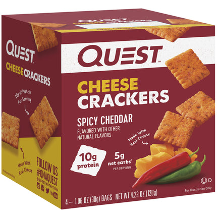 Quest Cheese Crackers, Spicy Cheddar Made with Real Cheese, High Protein, 1.06 Oz, 4 Count