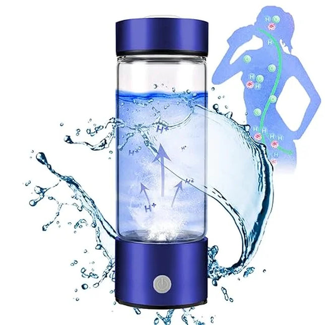 420Ml Hydrogen Water Bottle Generator Hydrogen Water Machine for Home and Office, Blue