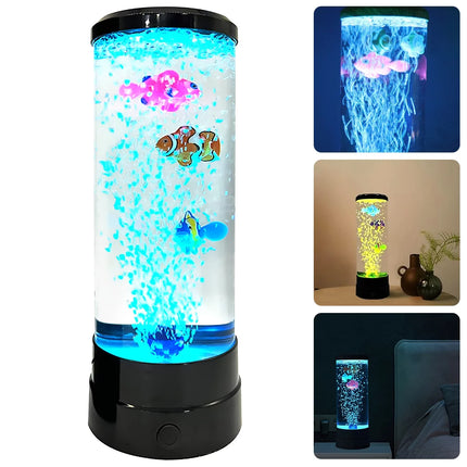 LED Fish Lamp round with Vibrant 6 Color Changing Light Effects. the Large Sensory Synthetic Jelly Fish Tank Aquarium Mood Lamp.Ideal Gift