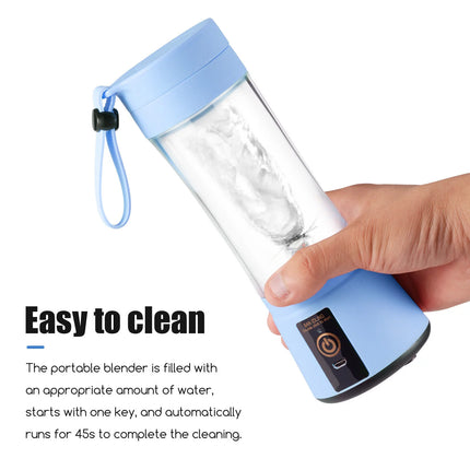 Portable Juicer for Fruit Smoothie Shake & Juice, Portable Blender Cup, USB Rechargeable, 350ML Capacity- Blue