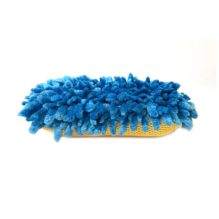 Car Wash Microfiber Sponge, Chenille Pile & Scrubber Back, Blue, 1 Piece