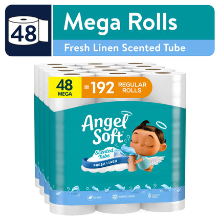 Toilet Paper, 48 Mega Rolls, Scented Linen Tube, 2-Ply Toilet Tissue