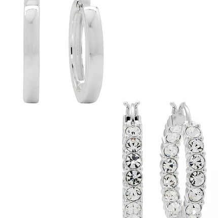 Women'S Crystal Hoop Earrings Set, 4 Pieces