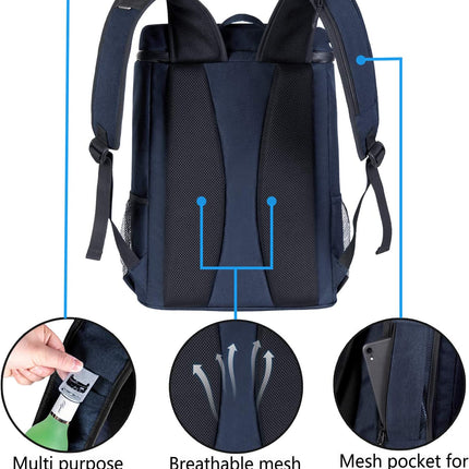 Insulated Cooler Backpack Lightweight Soft Cooler Bag Leakproof Backpack Cooler for Men Women to Lunch Work Picnic Beach Camping Hiking Park Day Trips, 30 Cans