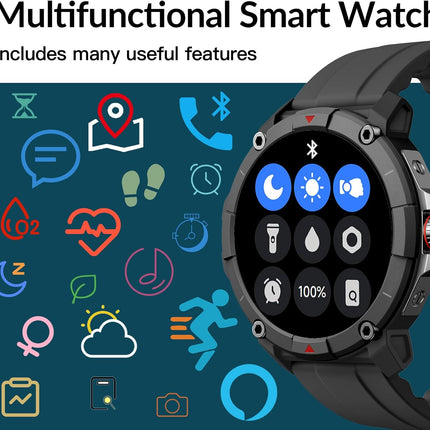 Running Watch, GPS Smart Watch That Record Your Pace, Heart Rate and More Exercise Data,100+ Sport Modes,Customized Plan,Waterproof,Bluetooth Calling,Alexa Built-In,Gps Watch for Men & Women