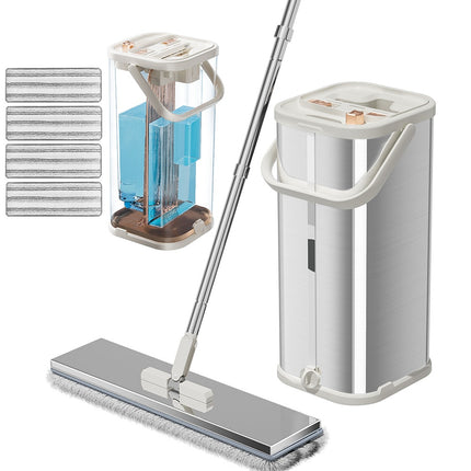 Separates Dirty Water Mop, Flat Mop And Bucket For Home With  Extra Refills, Stainless Steel Mop And Bucket With Wringer