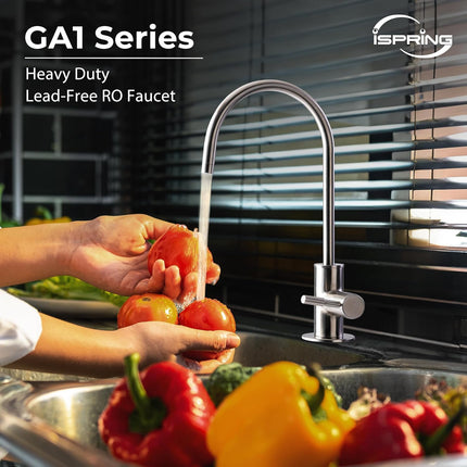 GA1-BN Drinking Water RO Faucet for Kitchen Sink, Heavy-Duty Lead-Free Reverse Osmosis Faucet for RO Water Filtration System, Non-Air Gap 100% Stainless Steel RO Faucet, Brushed Nickel Finish