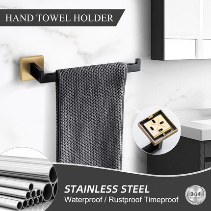 5-Piece Bathroom Hardware Set Black and Gold Towel Bar Sets Include 24 Inch Towel Bar Hand Towel Holder Toilet Paper Holder and 2 Towel Hooks,Stainless Steel Wall Mounted