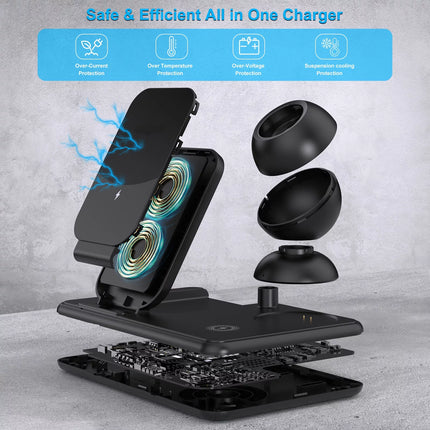 Wireless Charger 4 in 1 Charging Station 15W for Iphone/Samsung/Pixel, Iwatch, Earbuds, Apple Pencil 1