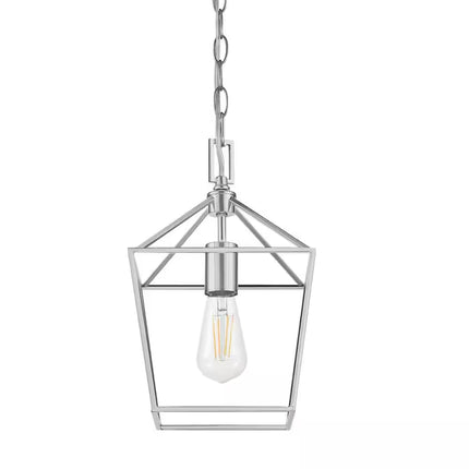 Weyburn 1-Light Chrome Farmhouse Mini Pendant Light Fixture with Caged Metal Shade