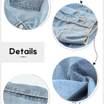 Denim Jacket for Women Long Sleeve Boyfriend Jean Jacket Loose Coat Sky Blue S Female