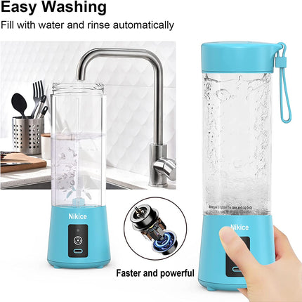 Portable Blender,Personal Size Blender Juicer Cup,Smoothies and Shakes Blender,Handheld Fruit Machine,Blender Mixer Home (Blue)