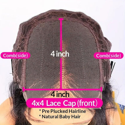 Kinky Curly Lace Front Wigs Human Hair Wigs for Black Women 180% Density 4X4 HD Transparent Lace Closure Curly Human Hair Wigs for Black Women with Baby Hair Natural Color 20 Inch