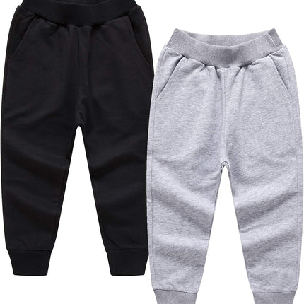 Toddler Boys Sweatpants Kids Cotton Active Jogger Drawstring Casual Pants 2Pack