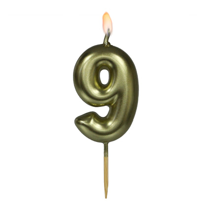 ! Gold Birthday Candle, Number 9