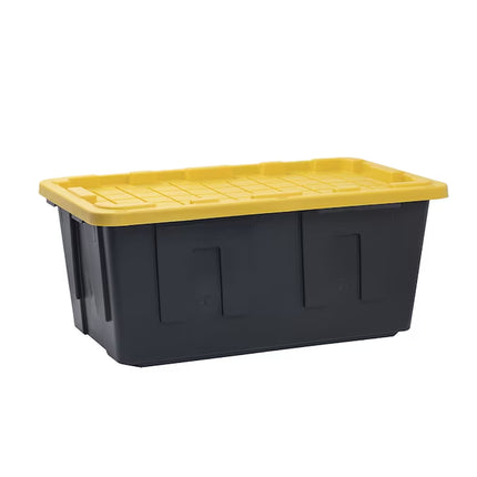 Commander Medium 15-Gallons (60-Quart) Black and Yellow Tote with Standard Snap Lid