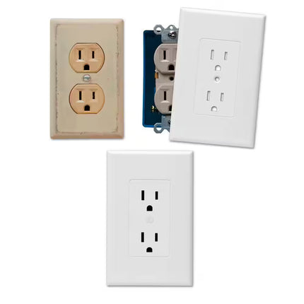 MASQUE White Polycarbonate 1-Gang Decorator Wall Plate, Wall Outlet Cover Plate for Electrical Outlet