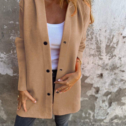 Casual Hooded Single-Breasted Cardigan Fashion Loose Solid Color Jacket Spring And Autumn Women's Clothing