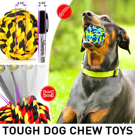 XL Dog Chew Toys for Aggressive Chewers, Dog Balls for Large Dogs, Heavy Duty Dog Toys with Tough Twisted, Dental Cotton Dog Rope Toy for Medium Dogs, 6 Pack Indestructible Puppy Teething Chew Toy