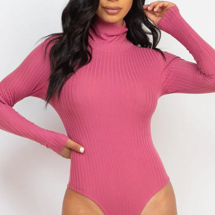 Ribbed Turtle Neck Long Sleeve Bodysuit (CAPELLA)