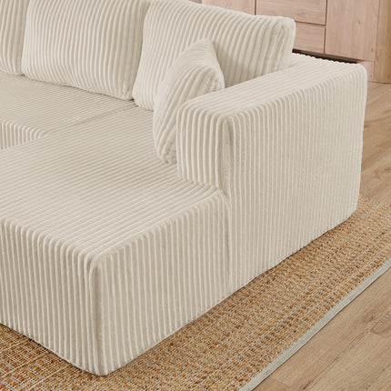 U Shape Modular Sectional Sofa, Compressed Sectional Sofa Modern Minimalist Style Corduroy Couch, Sleeper Sofa For Living Room, Bedroom, Comfy Compressed Sofa -Beige