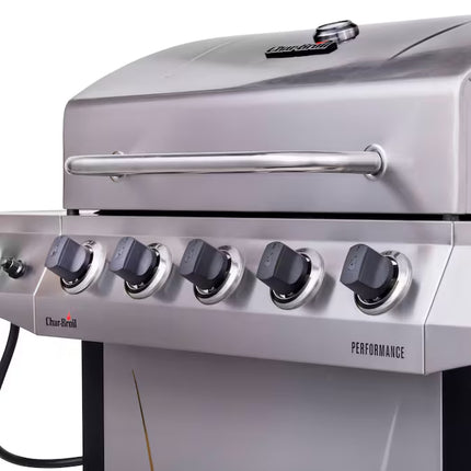 Performance Series Silver 5-Burner Liquid Propane Gas Grill with 1 Side Burner