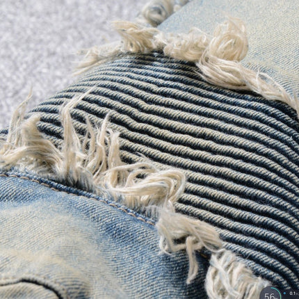 Denim feet moto pants