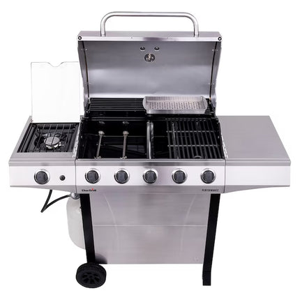 Performance Series Silver 5-Burner Liquid Propane Gas Grill with 1 Side Burner