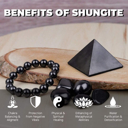 Shungite Crystal Necklace Pendants Set | Healing Crystals & Chakra Necklace - Gemstone Jewelry for Men & Women - Spiritual and Joyous Gifts