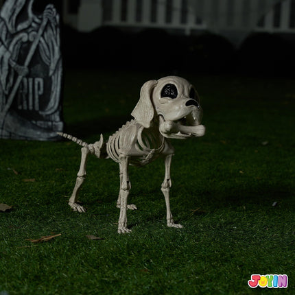 9.8 Inch Halloween Skeleton Dog Skeleton Halloween Decor,Pose-N-Stay Plastic Skeleton Bones with Posable Joints for Hallowmas Decoration Outdoor Haunted House Party