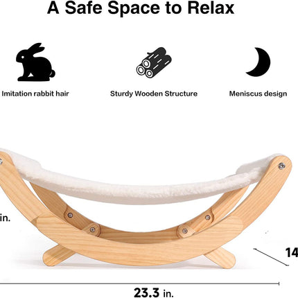 Cat Hammock, New Moon Cat Swing Chair, Elevated Cat Bed for Indoor Cats, Cat Furniture Gift for Cat or Small Dog, Upgrade White