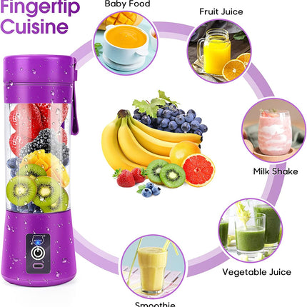 Portable Blender,  Personal Mini Juice Blender, USB Rchargeable Juicer Cup with Six Blades in 3D, Smoothie Blender Home/Office/Outdoors, Dark Purple