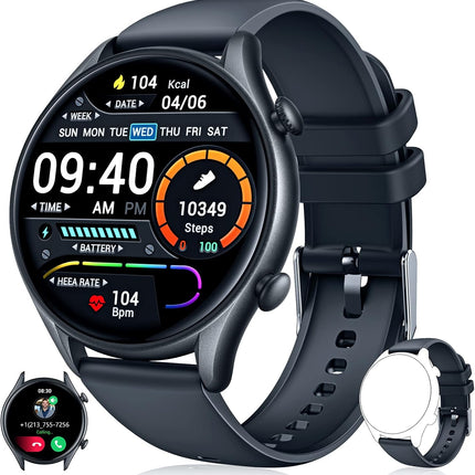 Smartwatch for Men Android Iphone: Smart Watch with Call & Text IP68 Waterproof Fitness Tracker for Sport Running Digital Watches with Heart Rate Blood Pressure Sleep Monitor Step Counter Round