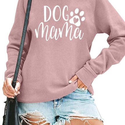 Dog Mom Sweatshirt Women Dog Mama Shirt Pullover Cute Dog Sweater Long Sleeve Letter Print Tshirt Tops