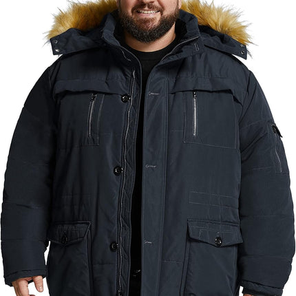 Men'S Big and Tall Winter Warm Heavy Hooded Parka Jacket