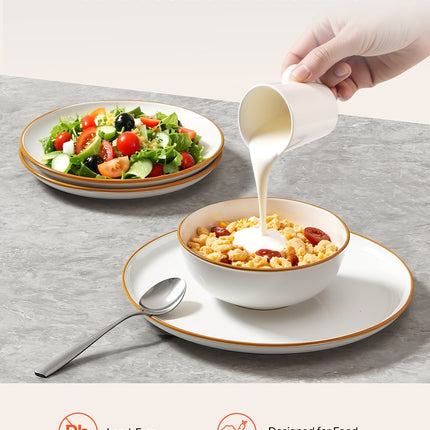 18 PCS Dinnerware Set Ceramic Plates And Bowls Sets Service For 6 White