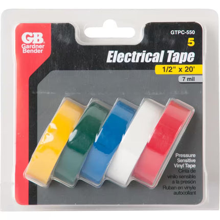 1/2 In. X 20 Ft. Colored Electrical Tape (5-Pack)