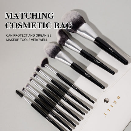 Beli 10pcs Professional Makeup Brush Set New Design Brushed Tube Makeup Brushes