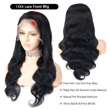 Lace Front Wigs Human Hair for Black Women Pre Plucked150% Density Brazilian Body Wave Lace Front Wigs with Baby Hair Glueless Lace Closure Human Hair Wigs(18Inch)