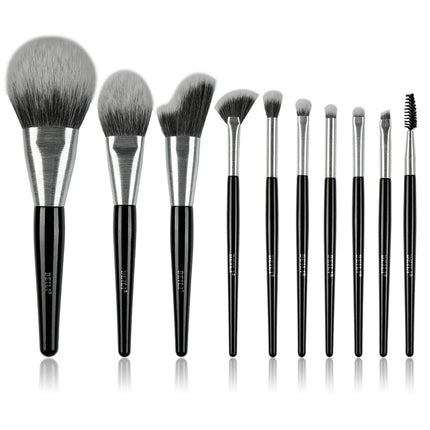 Beili Christmas Gift Makeup Brush Set Of 10, Kabuki Brushes With Synthetic Hair For Foundation, Concealer, And Eyeshadow.