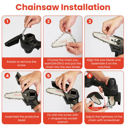 1Set 3-in-1 Cordless Electric Pole Saw Mini Chainsaw Grass Trimmer Kit With Adjustable Length 2Pcs 21V 1500mAh Batteries 4in 6in Chains Saw Blade 5Pcs Plastic Blades Fedex Shipping