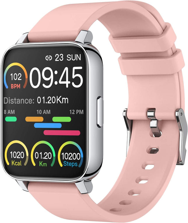 Smart Watch for Women and Men 1.69 Inch Touch Screen Fitness Tracker Watch IP67 Waterproof Smartwatch with Heart Rate and Sleep Monitor, Step Counter Sport Running Watch for Android and Ios(Pink)