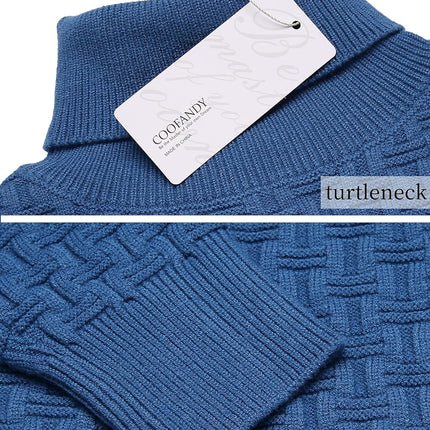 Men'S Slim Fit Turtleneck Sweaters Casual Cable Knitted Soft Pullover Sweaters