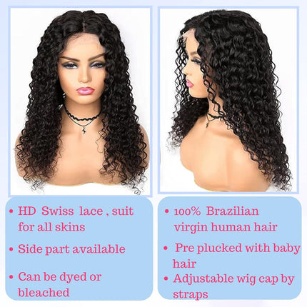 Deep Wave Lace Front Wigs Human Hair Brazilian 150% Density 4X4 Lace Closure Human Hair Wigs for Black Women Virgin Hair Wigs Pre Plucked with Baby Hair Natural (20 Inch, Deep Wave 4X4)