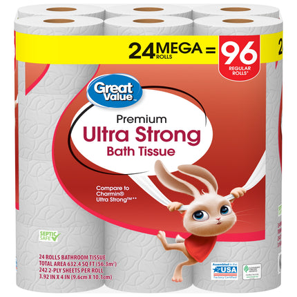 Ultra Strong Toilet Paper, 24 Mega Rolls