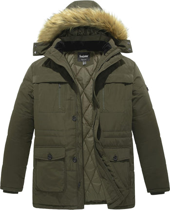 Men'S Big and Tall Winter Warm Heavy Hooded Parka Jacket